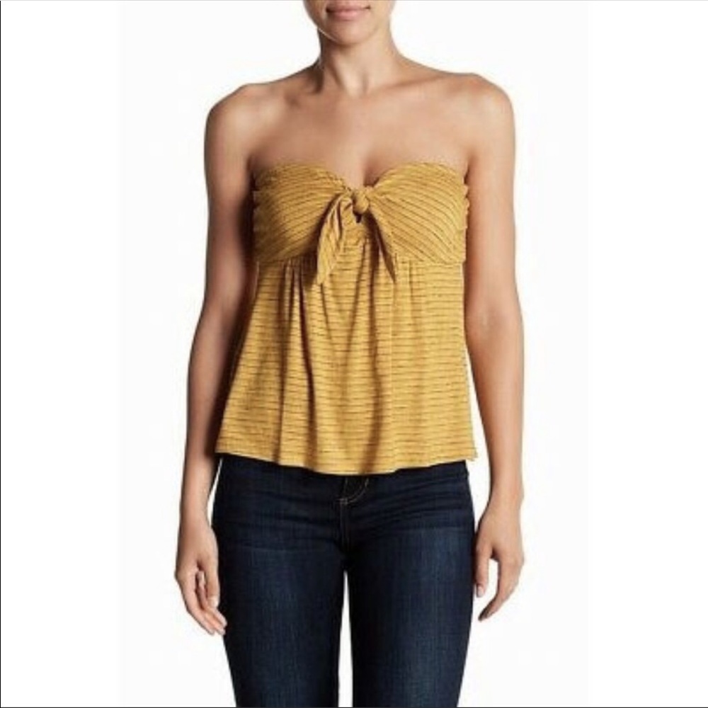 Socialite | Yellow Stripe front tie top